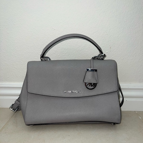 Michael Kors Grey Leather Medium Ava Top Handle Bag - Picture 1 of 4